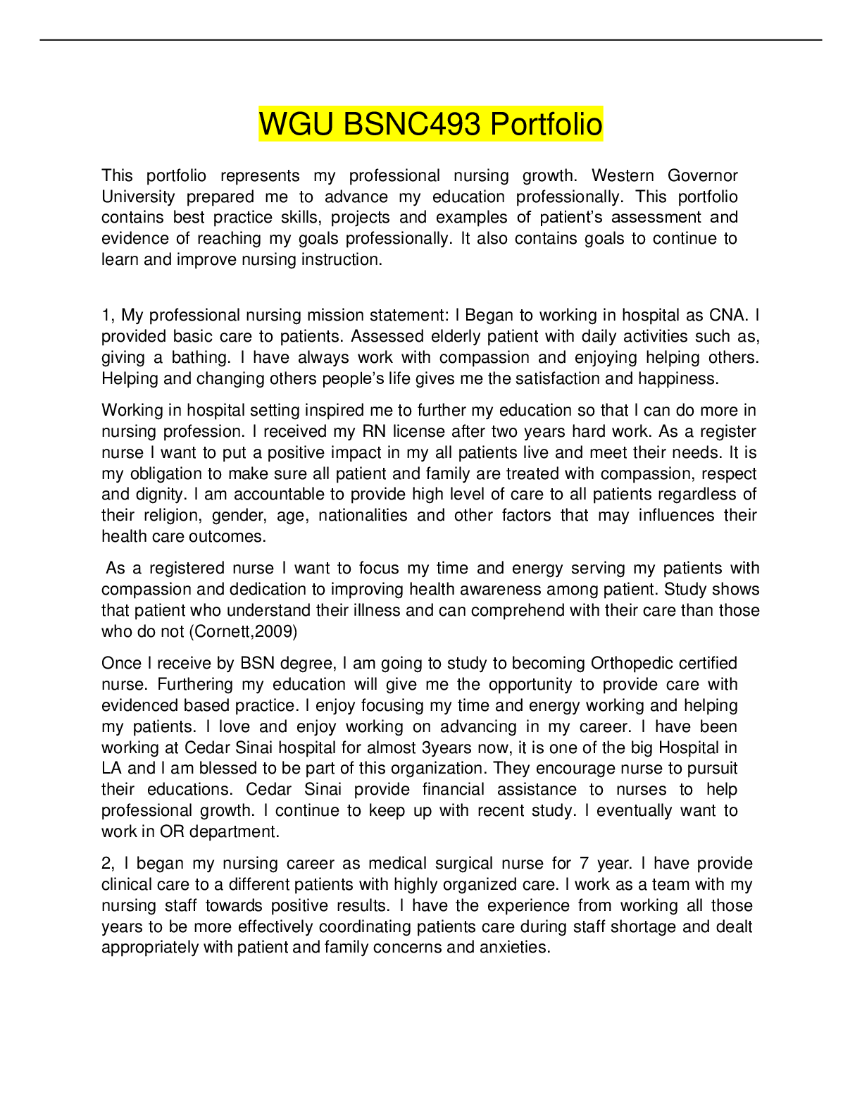 Preview image for WGU BSNC493 Portfolio